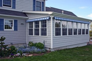 Sunporch window awnings retracted